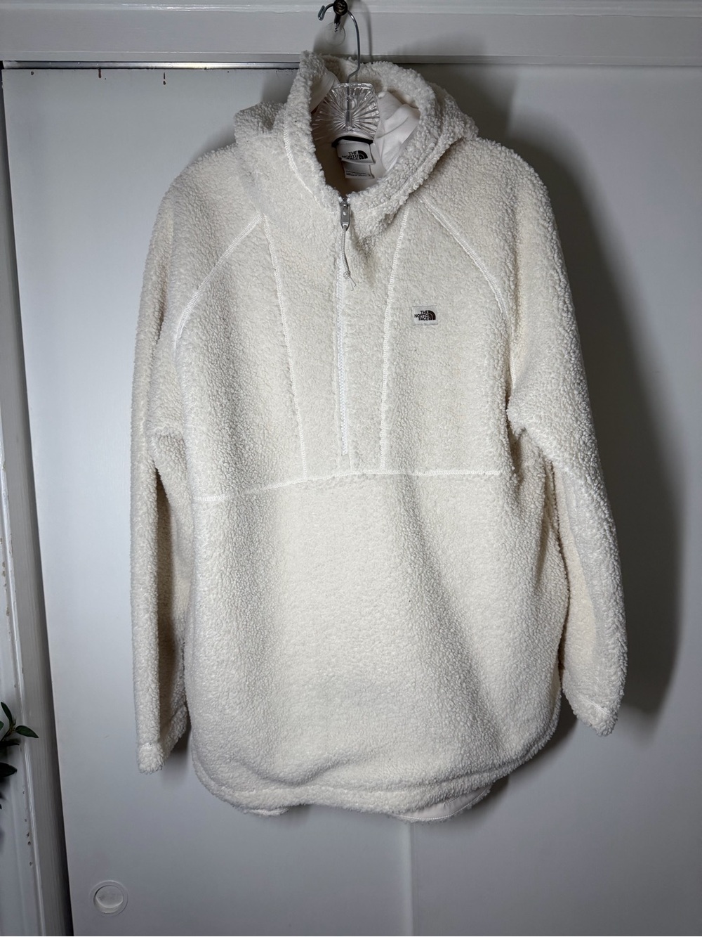 The North Face Cream Sherpa Half-Zip Hoodie